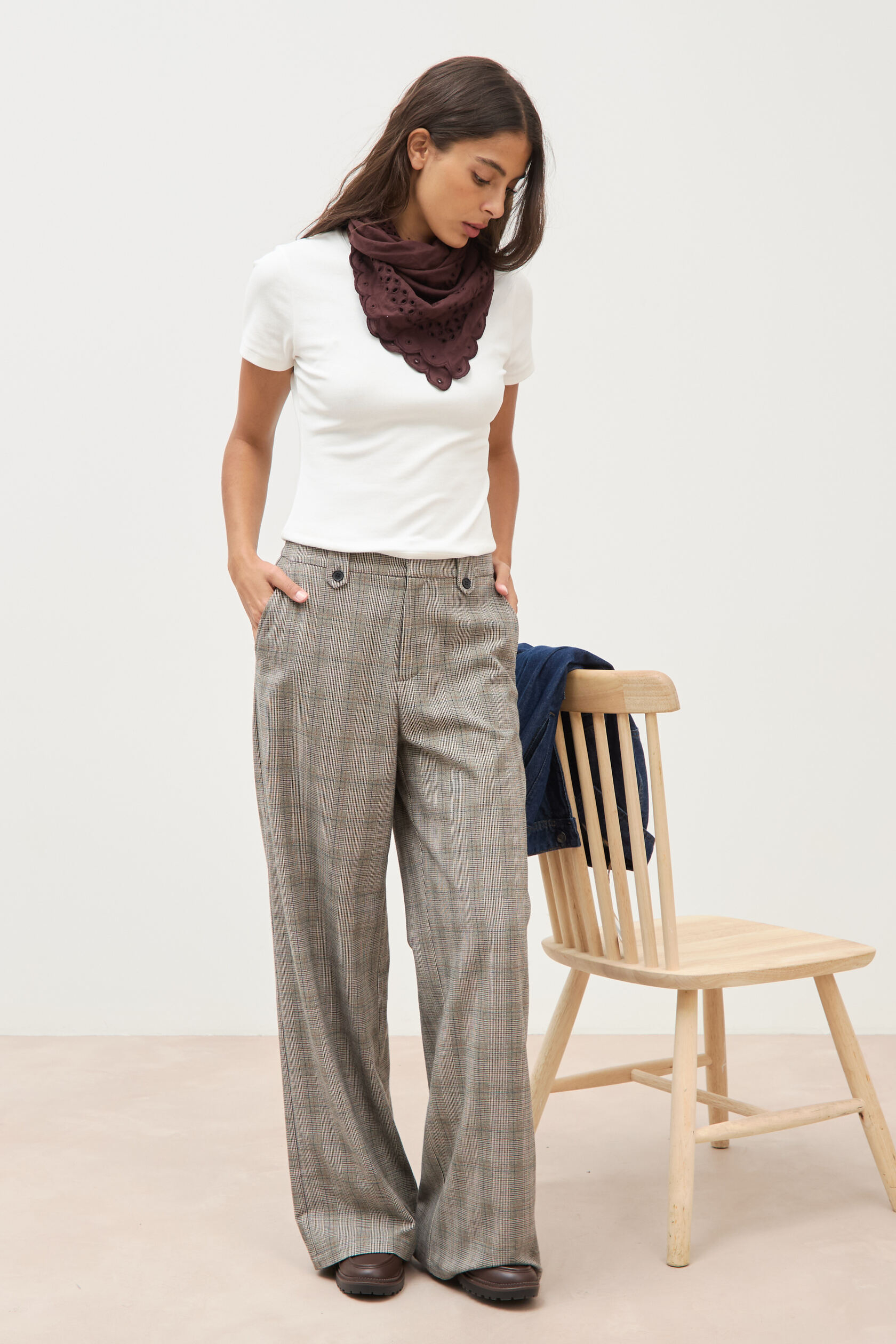 Pantalon large taille haute fluide, BONOBO
