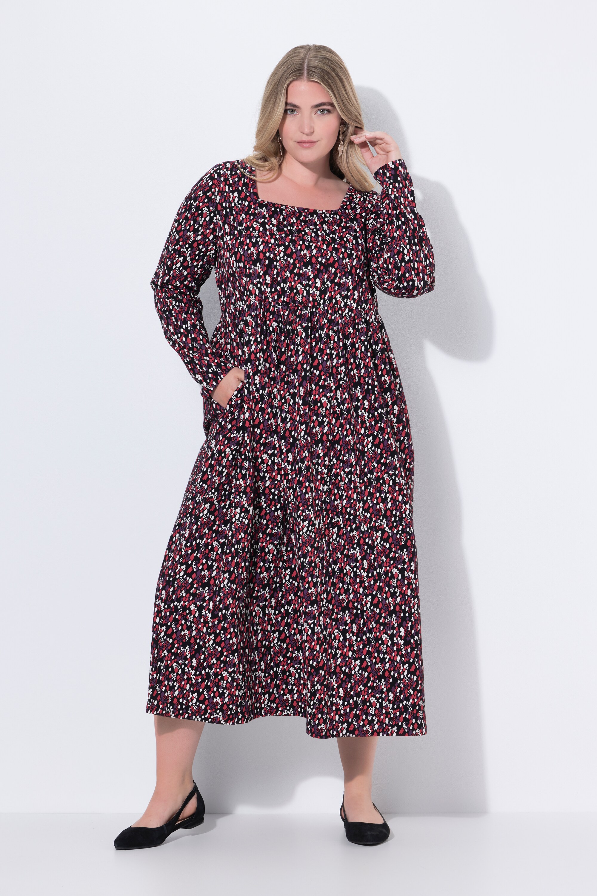 Robe maxi à manches longues et décolleté, ULLA POPKEN