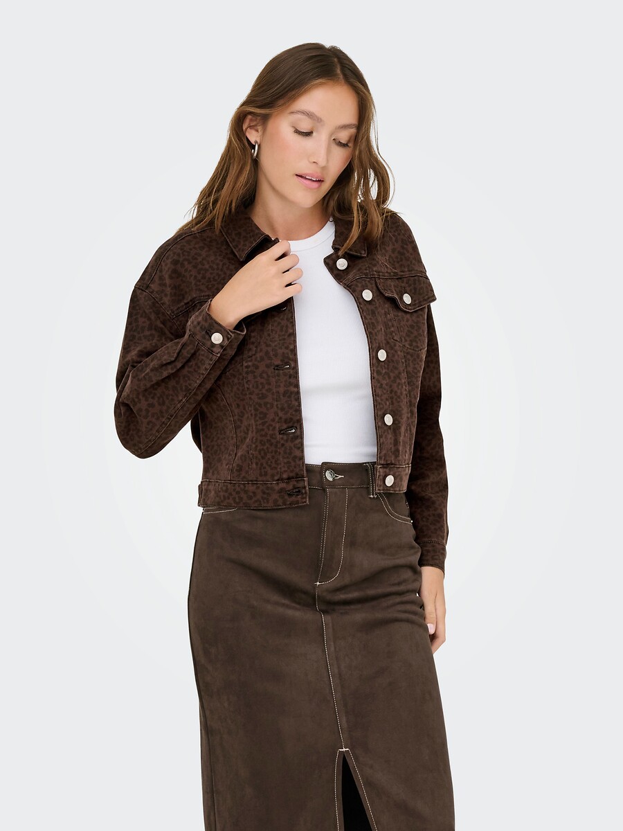 Short Jacket in Leopard Print Denim, ONLY