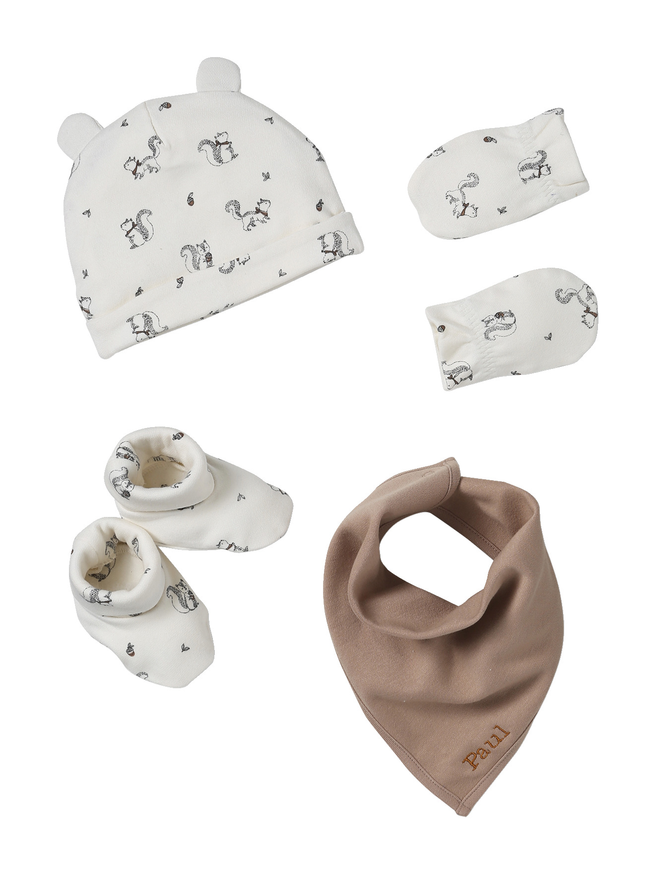 Ensemble bonnet, moufles, foulard et chaussons bébé, VERTBAUDET
