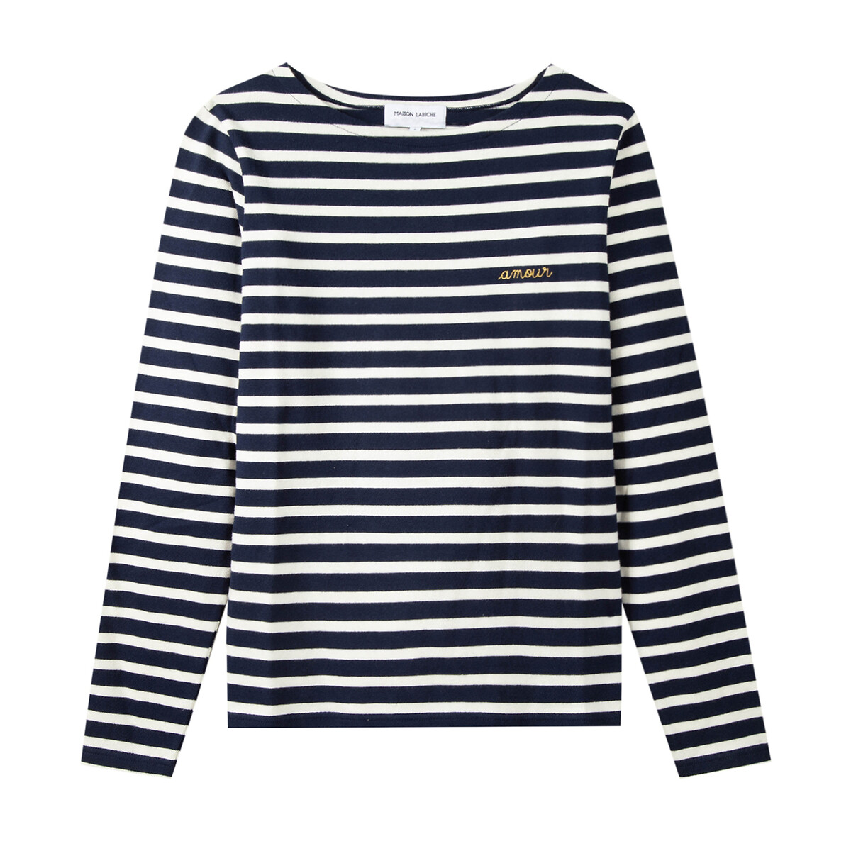 amour breton striped t-shirt with boat neck in organic cotton