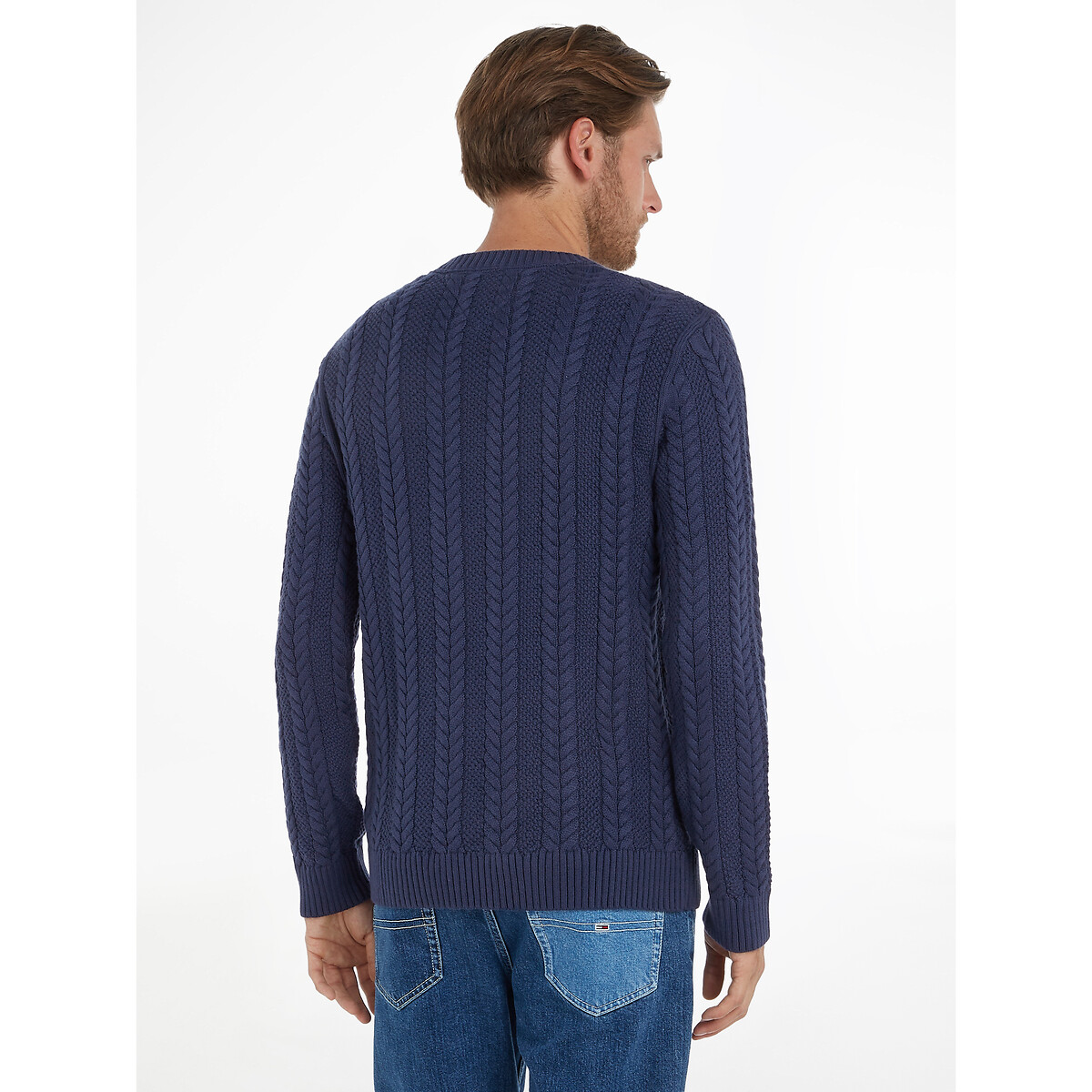 Tommy Hilfiger Mens Regular Fit Cable Knit Sweater - Navy - Size : L
