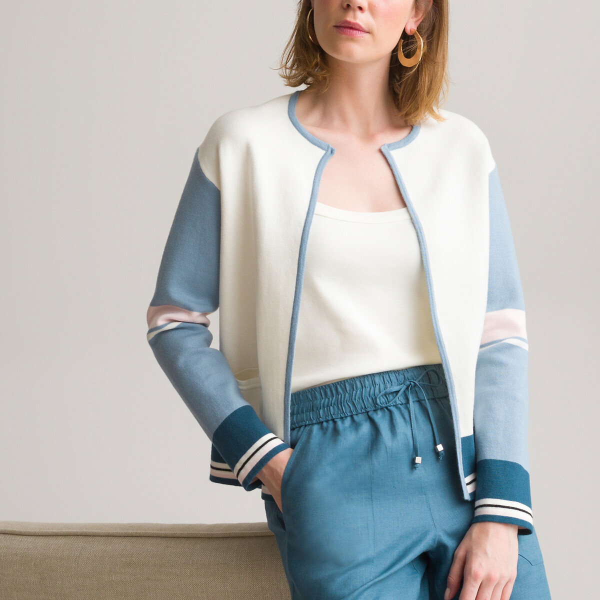 cos color block cardigan