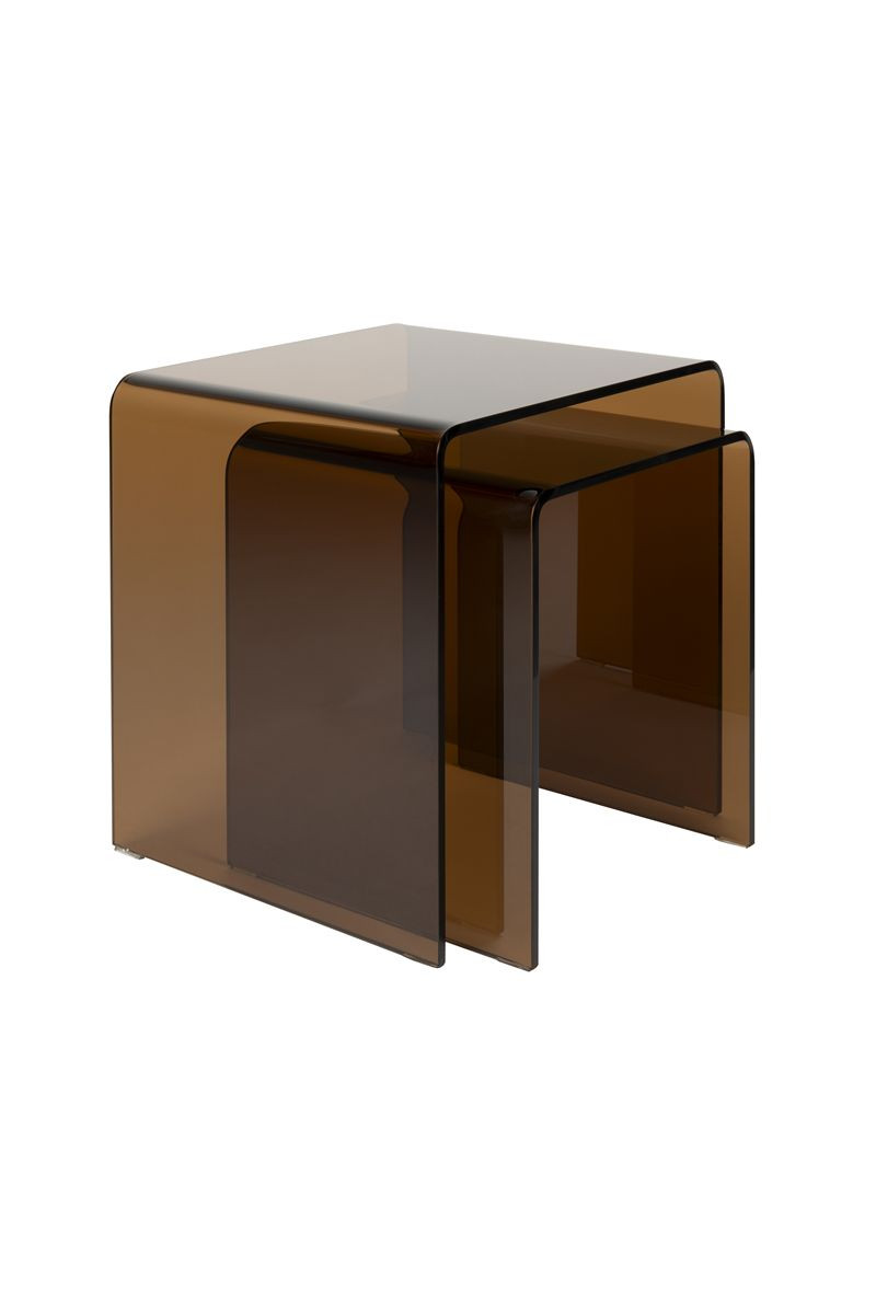 Table d'appoint carré en verre, L., BOITE A DESIGN