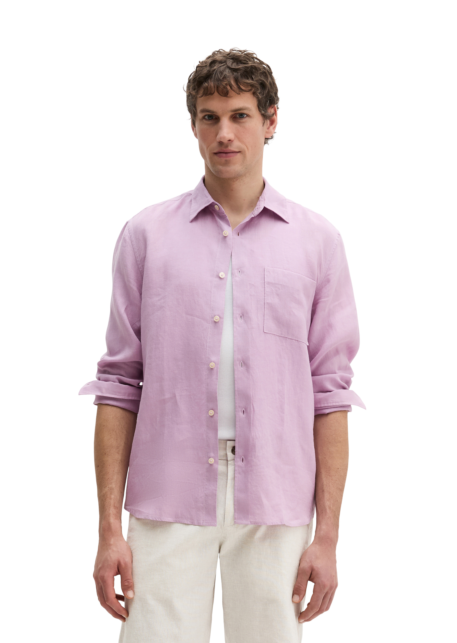 Chemise à col Kent regular en pur lin, MARC O'POLO