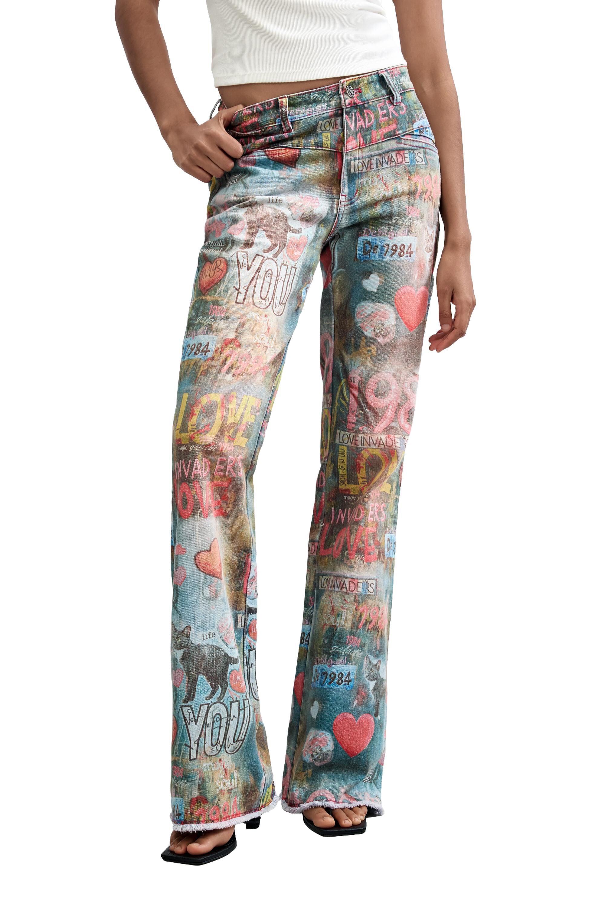 Pantalon jean flare imprimé, DESIGUAL