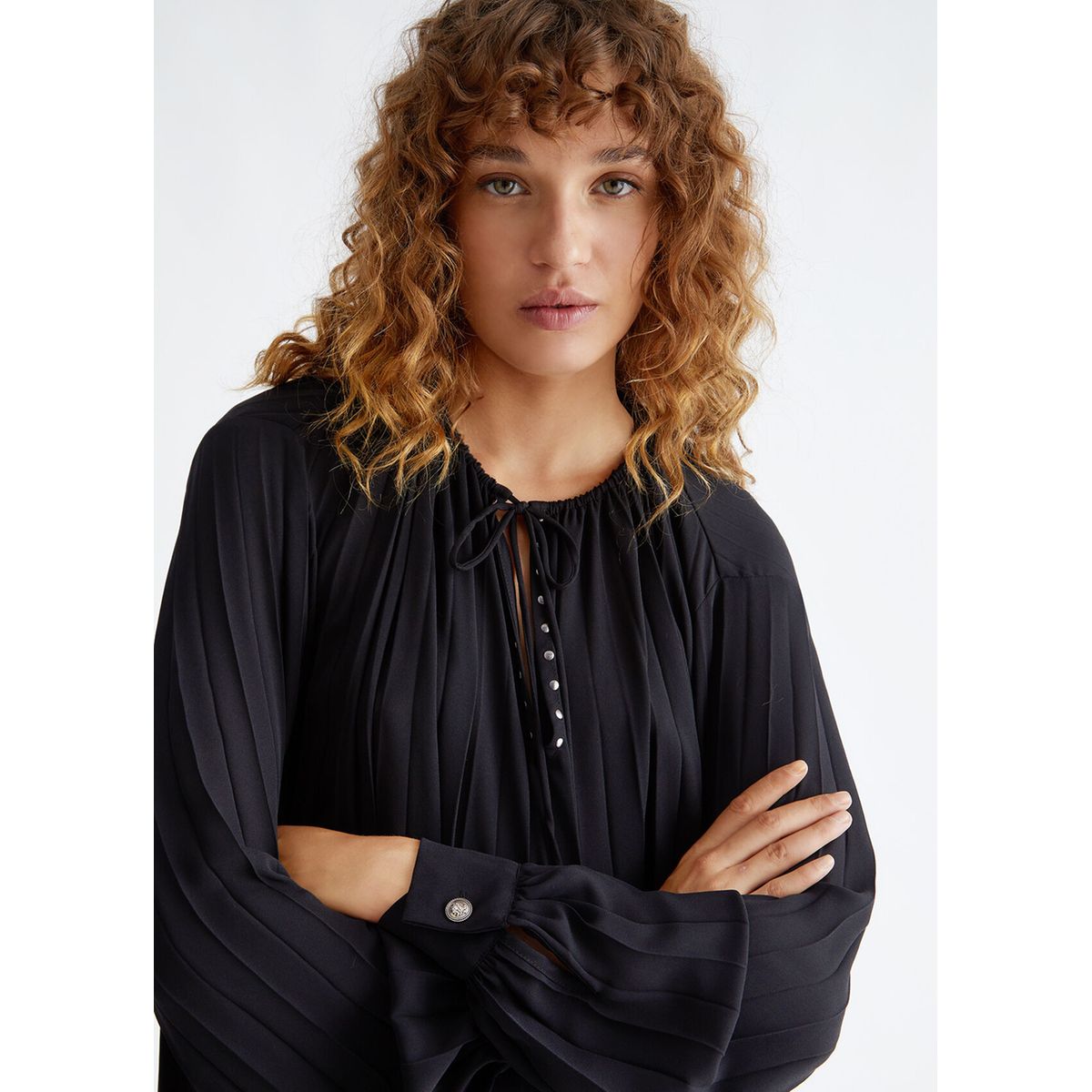 Blouse discount plissée noire