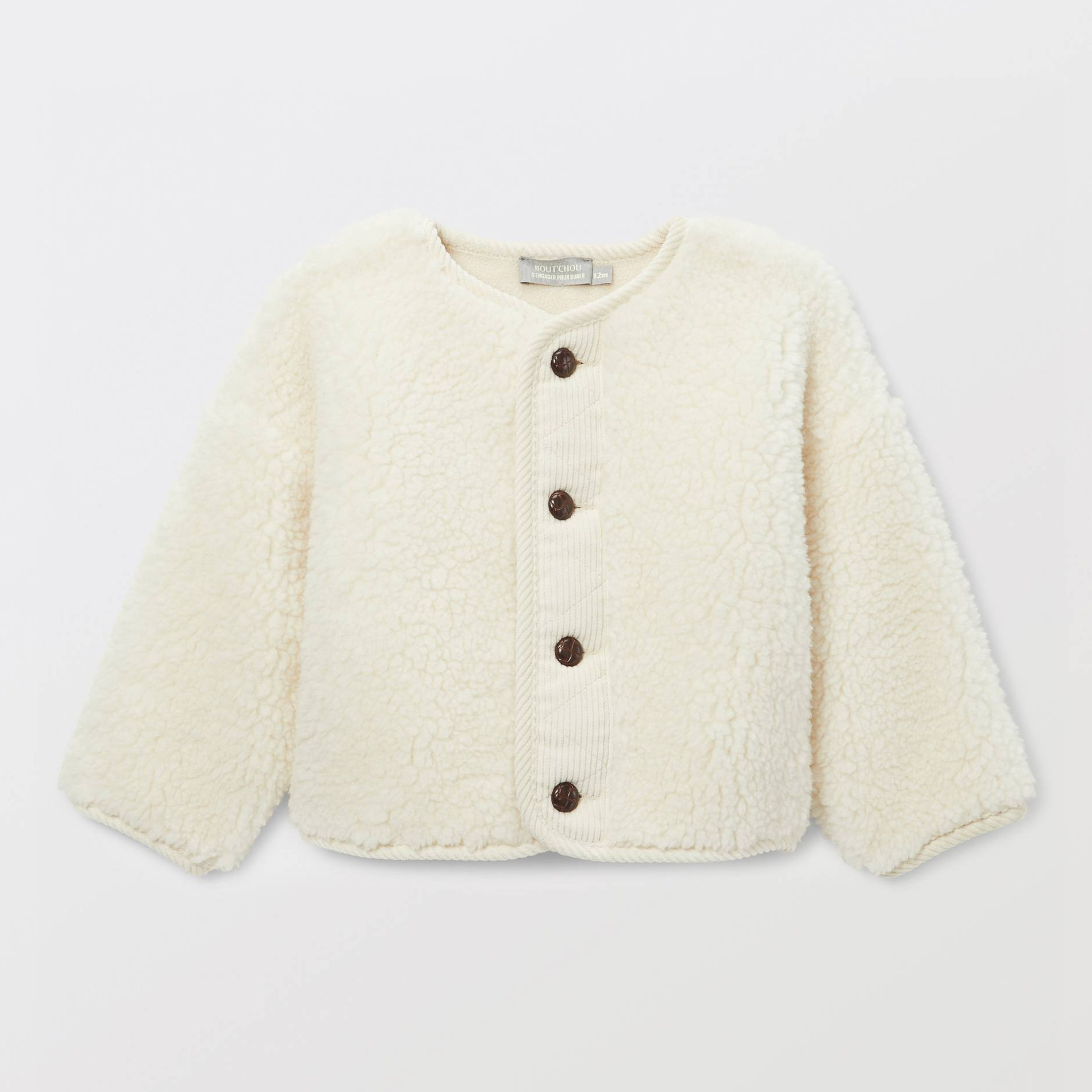 Veste unie en velours sherpa, BOUT'CHOU