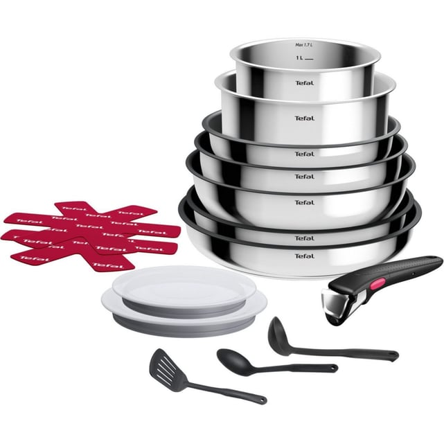 TEFAL Batterie de cuisine 8 pièces INGENIO EASY COOK'N CLEAN pas cher