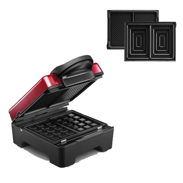 Tarti Gaufres Plaque Croque Monsieur 029412 Rouge Noir