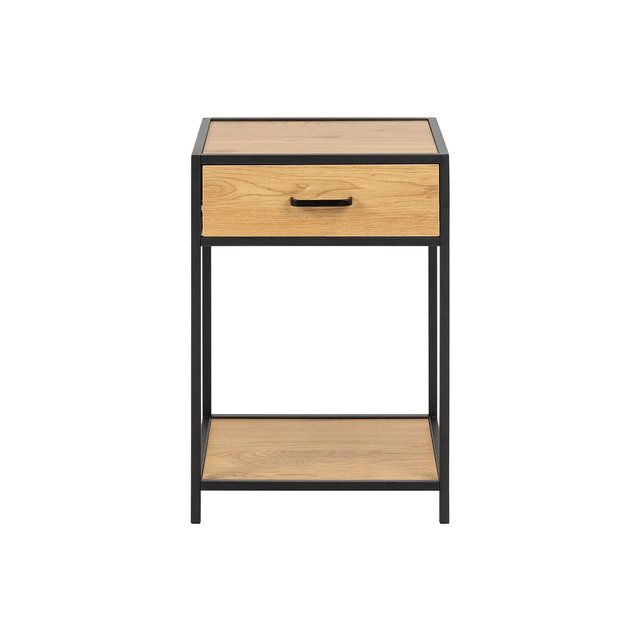 Table De Chevet Industrielle Bois Et Metal Noir Tresca Bois Clair