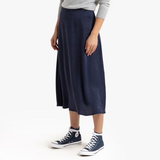 mid length leopard skirts navy