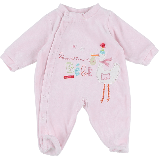 Pyjama Une-pièce Velours Absorba Pour Bébé Fille 1 Mois - Rose Et Gris, Occasion Très Bon état
