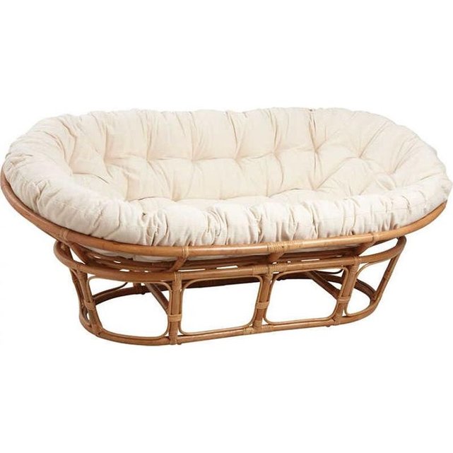 Canap Papasan Places En Rotin Avec Coussin Naturel Aubry Gaspard