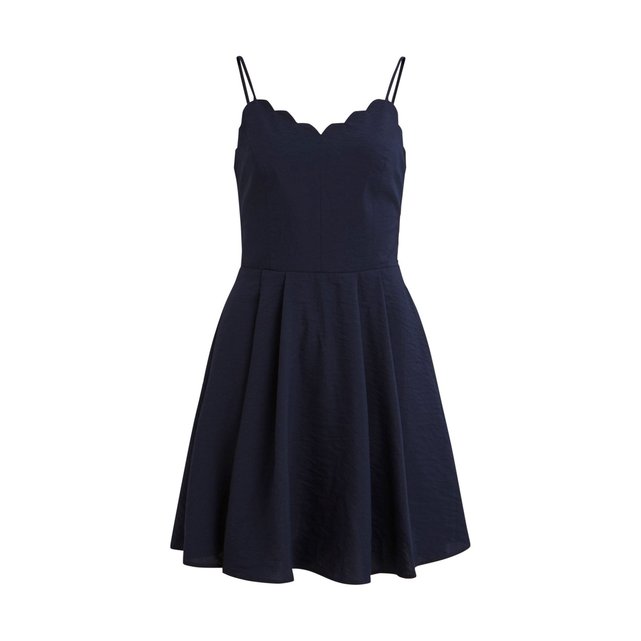 Vilnea mini skater dress with scalloped sweetheart neck , navy blue ...