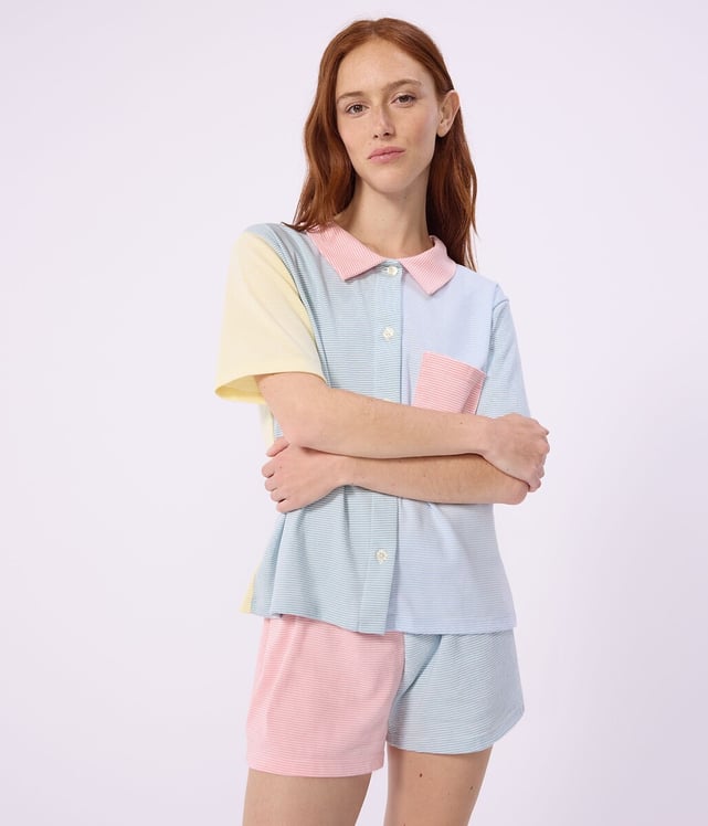 Pyjama Femme Petit Bateau - Coton Boutonné Imprimé Cœurs
