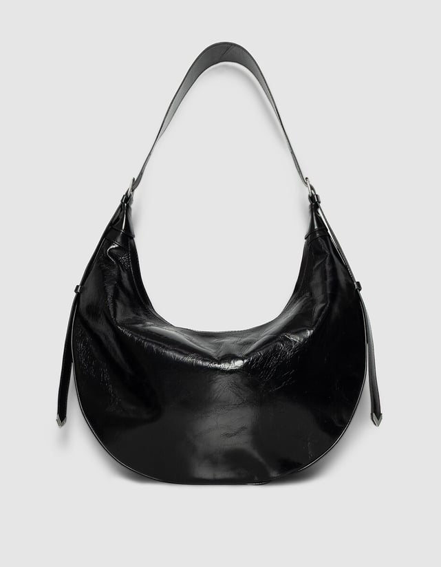 バッグ LGB LEATHER L HALF MOON BAG Leather half-moon handbag, black, Ikks | La Redoute