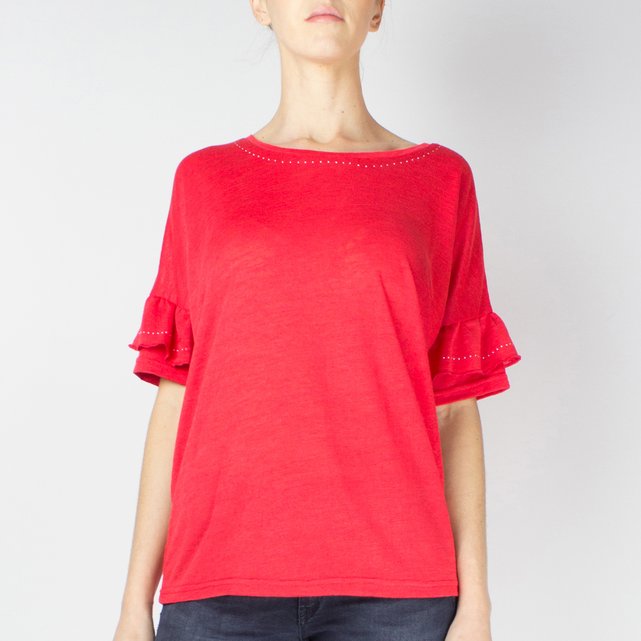 T-shirt lisa com gola redonda, mangas curtas  LE TEMPS DES CERISES image 0