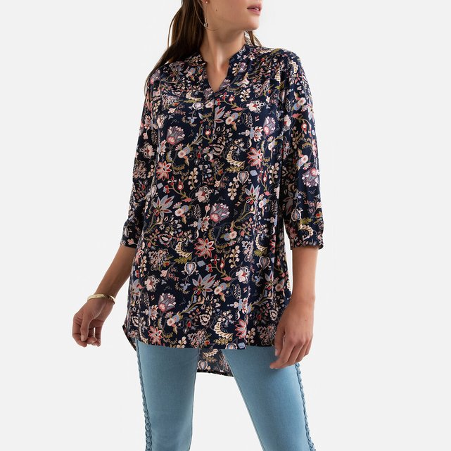 Blusa estampada, decote tunisino, mangas 3/4  ANNE WEYBURN image 0