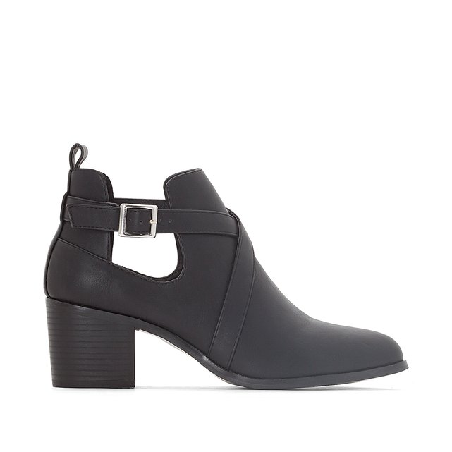 black wide fit ankle boots