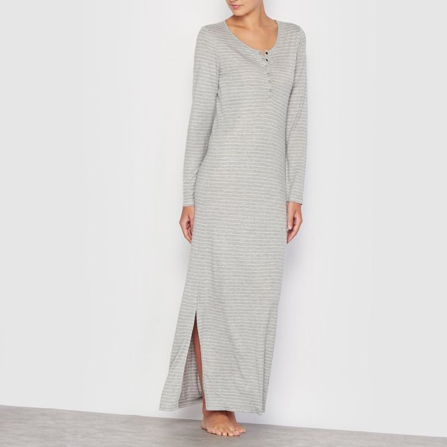 Chemise de nuit longue, femme rayé gris La Redoute ...