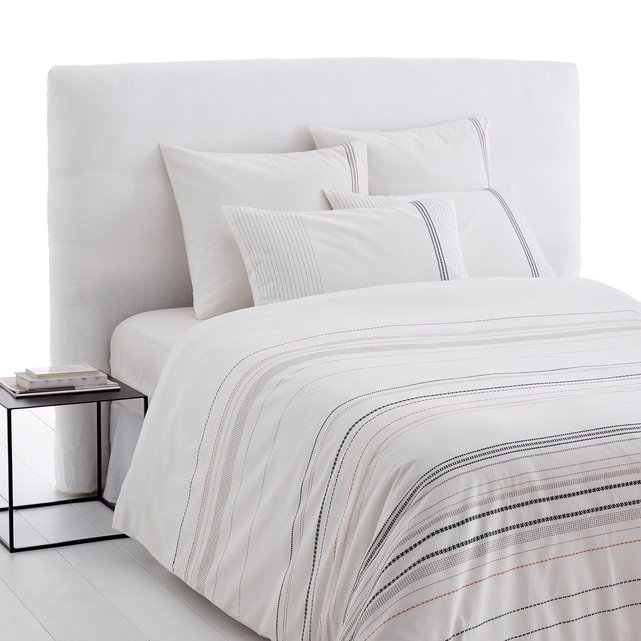 Alamppa Striped Embroidered Cotton Duvet Cover White Am Pm La