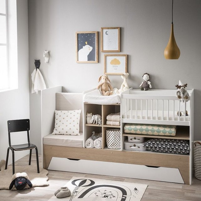 Lit Bebe Evolutif Combine Baptiste Amelie Fabrication Francaise Blanc Bois Alfred Et Compagnie La Redoute