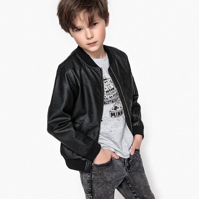 Bomber simili 3-12 ans noir La Redoute Collections | La ...