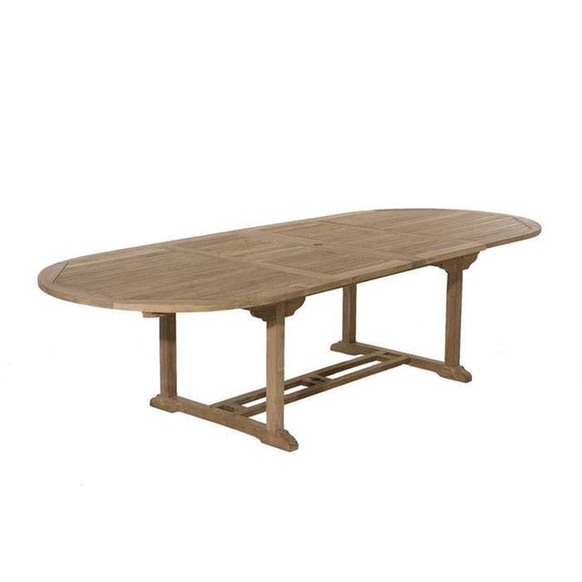 Table de jardin extensible ovale en bois de teck massif 200/300x120cm