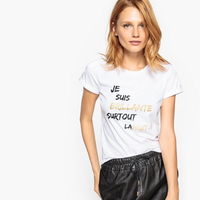 Tee shirt col rond en coton La Redoute Collections | La Redoute Tee shirt col rond en coton La Redoute Collections | La Redoute