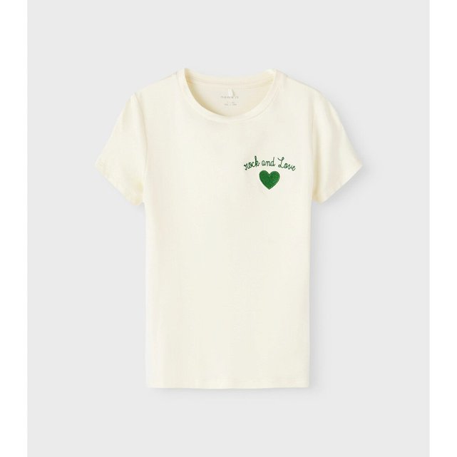 Heart Embroidery T-Shirt with Short Sleeves