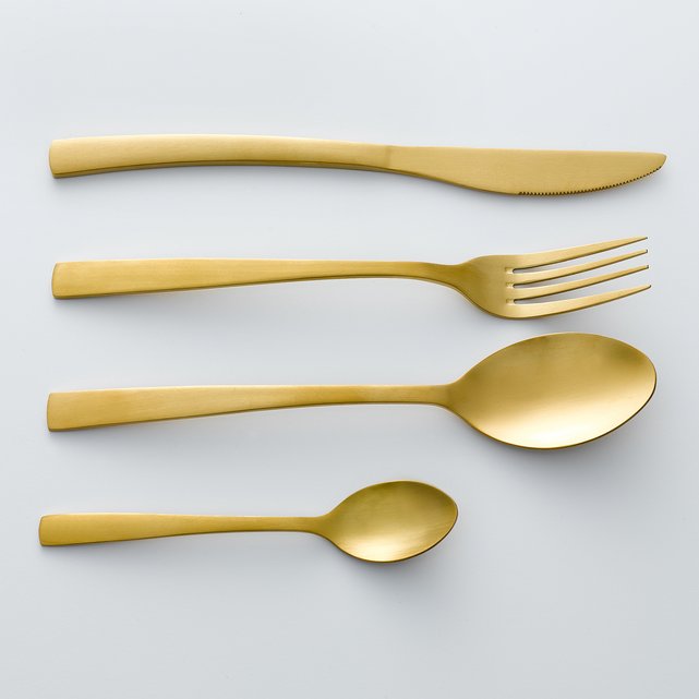 Set of 4 Auberie Gold-Coloured Stainless Steel Tablespoons