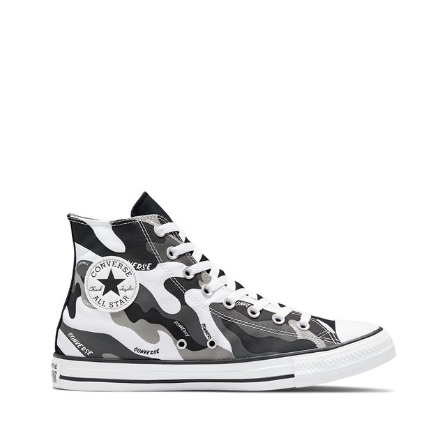 black and white patterned converse