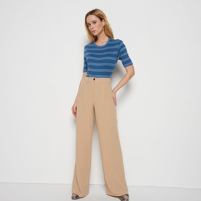 Pantalon large fluide beige Monoprix | La Redoute