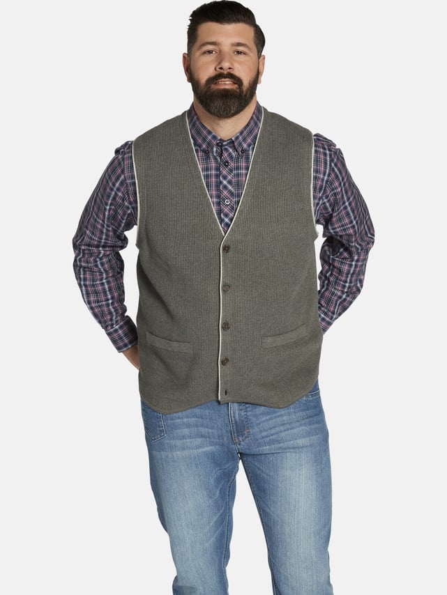 Gilet Costume Homme Maille Kevan Gris Foncé Grande Taille XL 56/58 - Charles Colby