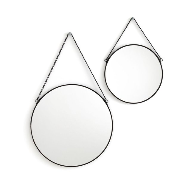 Lot De 2 Miroirs Ronds Laiton Ou Noir Uyova Noir La Redoute Interieurs La Redoute