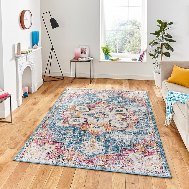 Bright traditional distressed rug, blue, So'home