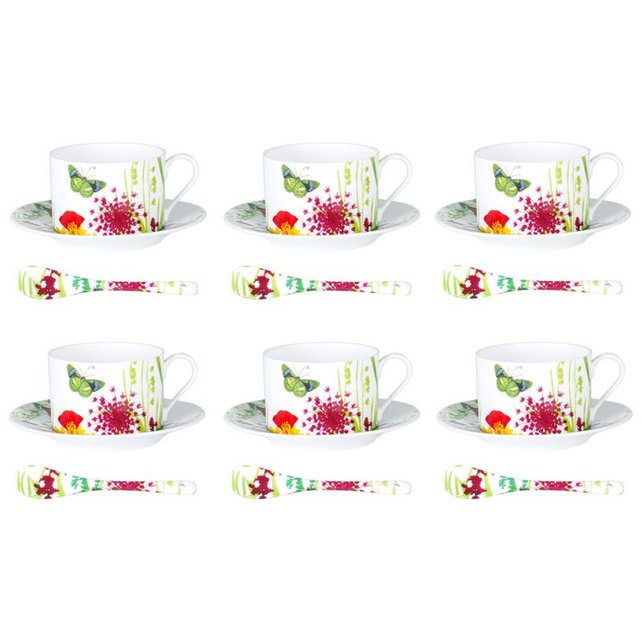 Coffret 6 Tasses Sous Tasses 18cl Cuillere Tutti Fiori Blanc Table Passion La Redoute 