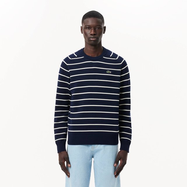Pull col rond lacoste live texturé en laine et cachemire mélangés clearance