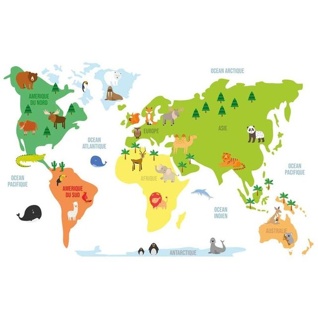 Adhesif Decoratif Mural Planisphere Pour Enfant Vert United Labels La Redoute