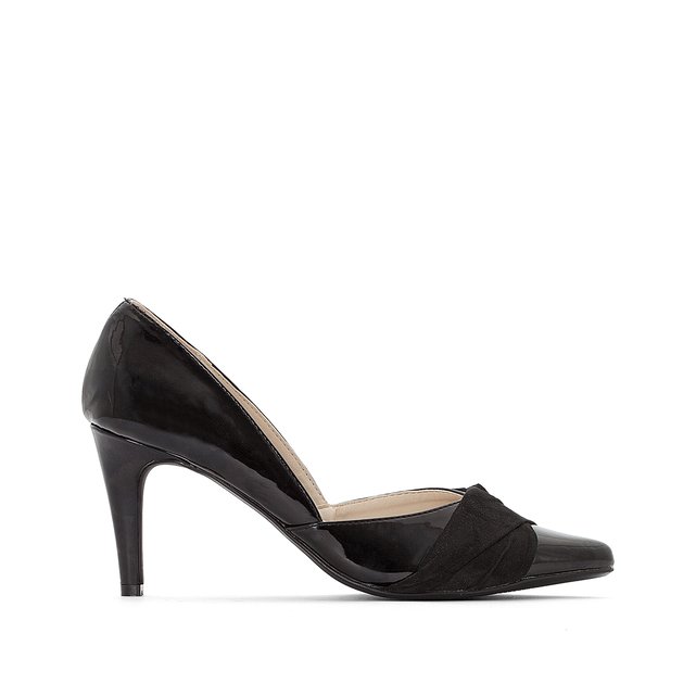 Wide fit dual fabric heels , black 