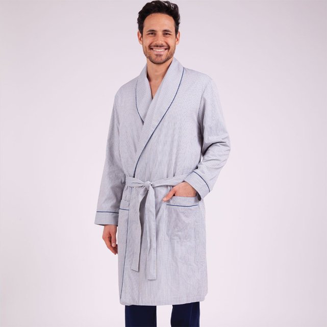 Robe de chambre homme héritage carreau marine/ciel/jaune ...