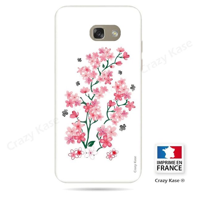Coque pour Samsung Galaxy A5 (2016) souple motif Fleurs de Sakura sur fond blanc
