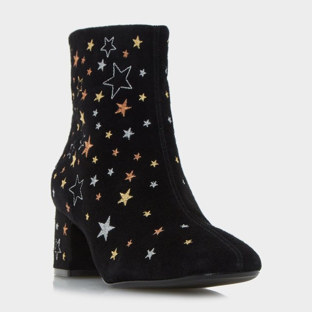 Bottines à talons carrés et étoiles brodées , OREON DUNE
