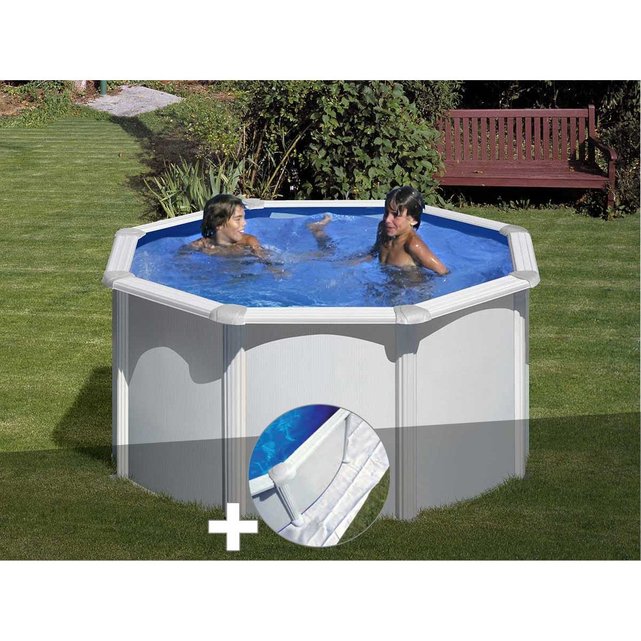 Kit Piscine Acier Blanc Gré Fidji Ronde 260 X 122 M Tapis De Sol