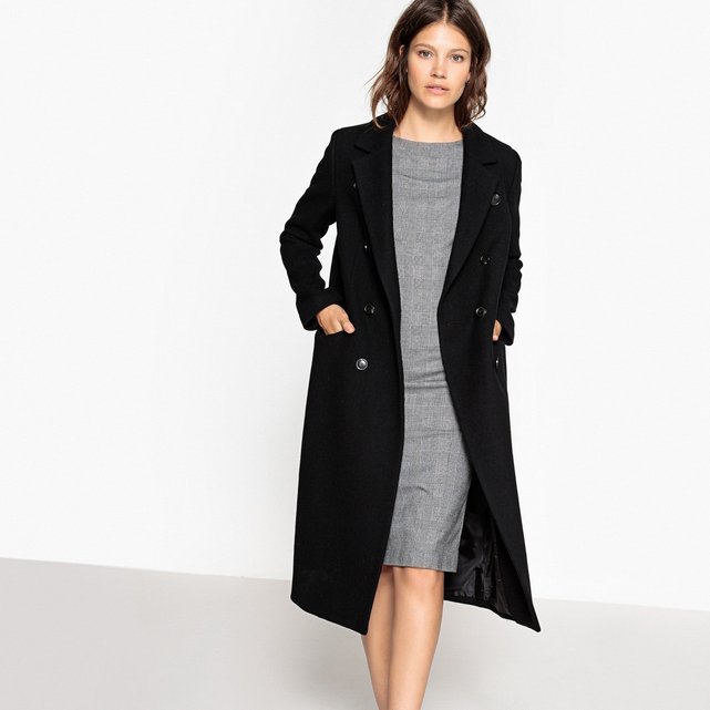 Double-breasted duster coat in wool mix La Redoute Collections | La Redoute