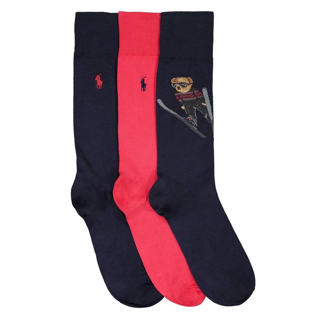 Lot de 3 paires de chaussettes bleu marine/rouge Polo ...