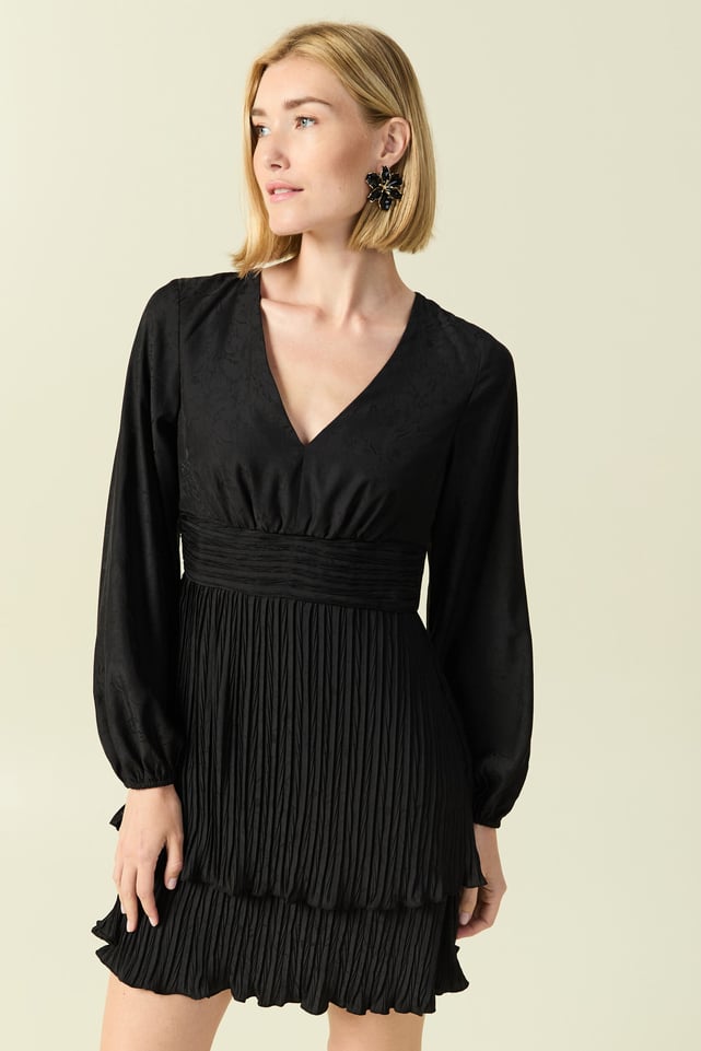 Robe De Soirée BONOBO Satin Taupe Et Tulle Noir - Taille S - Occasion Comme Neuve