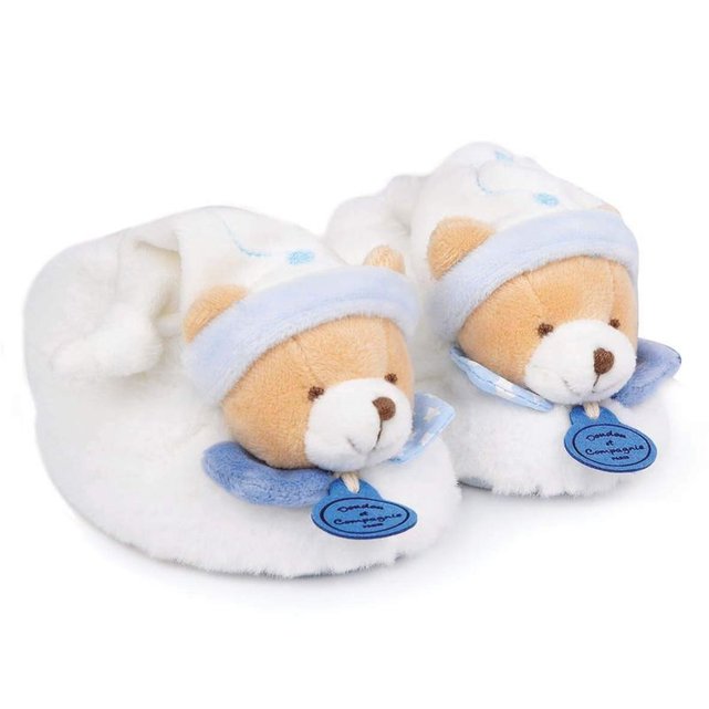 Chou Peluche Panda Chaussons,Pantoufles Fille pour 22-25cm