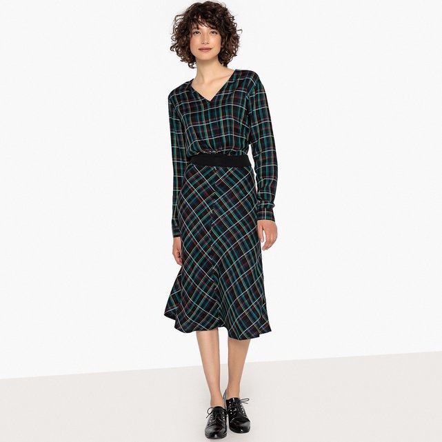 checked midi dress